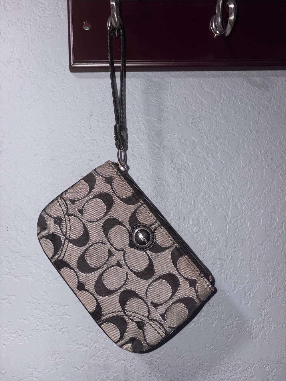 Designer-Style Beige and Black Wristlet Phone Case